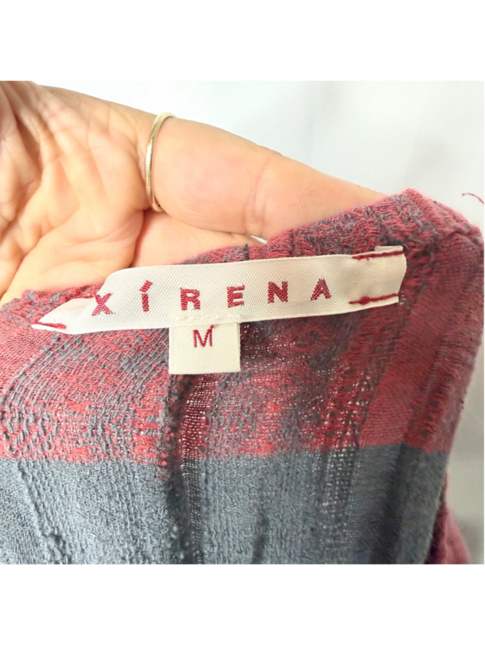 Women's Xirena Gray Red Striped Elastic Waist Pants Medium - Picture 6 of 6
